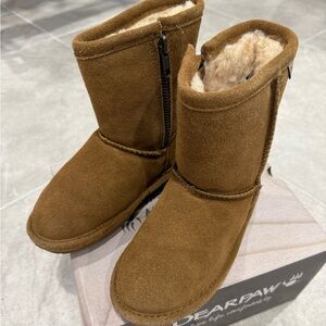Bearpaw Kids Emma Zipper Toddler Suede Sherpa Mid Boot Brown 10